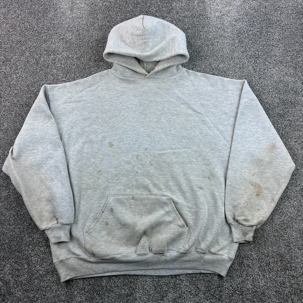 Vintage Jerzees Blank Hoodie Mens 2XL Gray Sweatshirt Pullover Blank Super Sweat